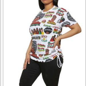 Plus size Drawstring Side Graphic Tee